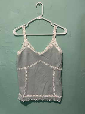 Express Light Blue Lace-Trim Y2K Camisole babydoll tank a-line